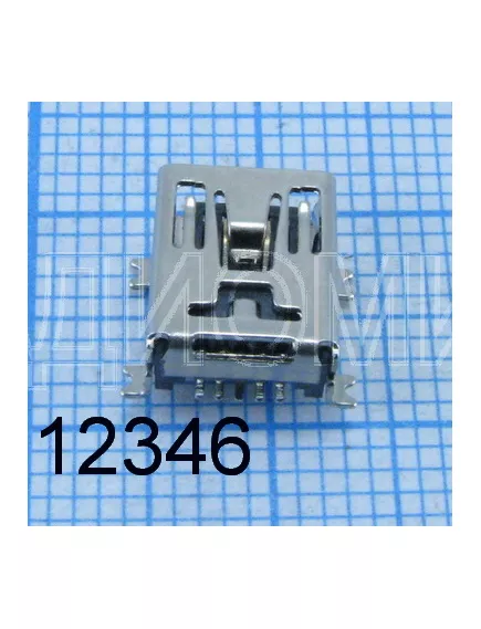 Разъем - гнездо miniUSB-B на плату, 5 pin.  поверхностный монтаж (M5-08) ( mini USB-5S ) (разъем USB : USB/M-1J) -  5pin (разъем miniUSB) - Радиомир Саратов