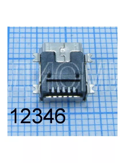 Разъем - гнездо miniUSB-B на плату, 5 pin.  поверхностный монтаж (M5-08) ( mini USB-5S ) (разъем USB : USB/M-1J) -  5pin (разъем miniUSB) - Радиомир Саратов