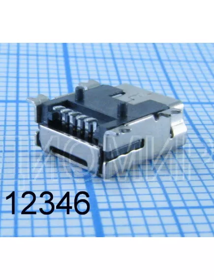 Разъем - гнездо miniUSB-B на плату, 5 pin.  поверхностный монтаж (M5-08) ( mini USB-5S ) (разъем USB : USB/M-1J) -  5pin (разъем miniUSB) - Радиомир Саратов