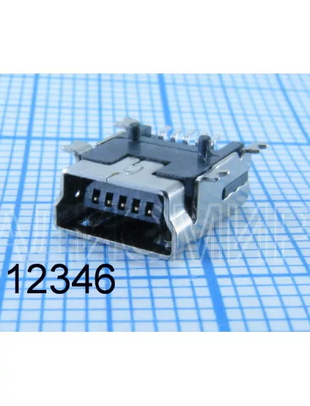 Разъем - гнездо miniUSB-B на плату, 5 pin.  поверхностный монтаж (M5-08) ( mini USB-5S ) (разъем USB : USB/M-1J) -  5pin (разъем miniUSB) - Радиомир Саратов