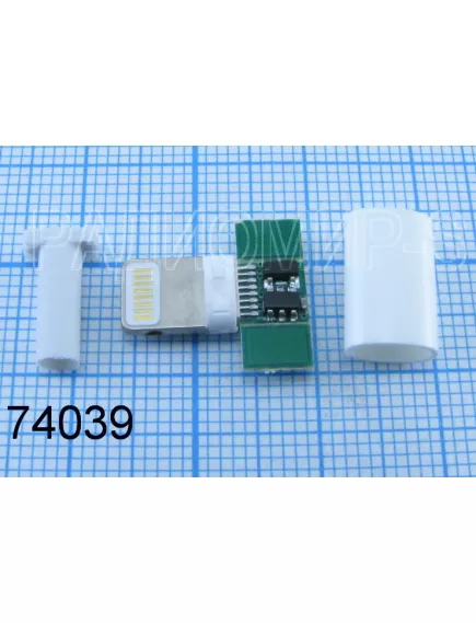 Разъем - штекер (Lightning_лайтинг) (8pin) на кабель, с корпусом (Белый) - micro LN-M  iPhone5 8pin Разъемы - Радиомир Саратов