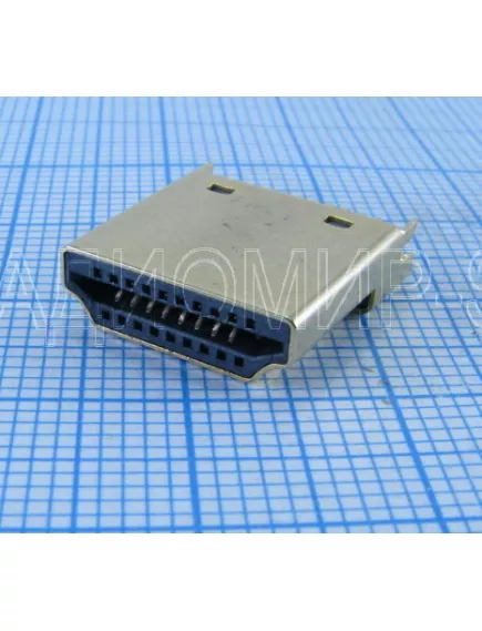 РАЗЪЕМ HDMI 6 штекер(корпус) с гнездами(внутрен. контакты) вертикальное крепление - Разъемы HDMI, 1394 - Радиомир Саратов