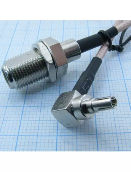 Антенный кабель-переходник CRC9  (штекер угл) на F-гнездо (без штыря) USB модем HUAWEI;RG174 (кабель 15см)  вч разъем (ПИГТЕЙЛ) - Пигтейлы, CRC9/TS9-разъемы, переходники (для GSM модемов) - Радиомир Саратов