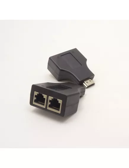 Удлинитель кабеля (переходник) HDMI на 2 x RJ45(8P8C/ LAN-разъем/ UTP) до 30 метров. Комплект: 2шт - HDMI переходники - Радиомир Саратов