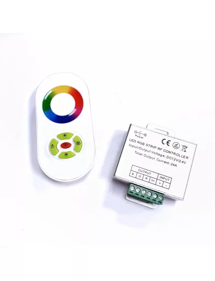 Контроллер RGB с RF-пультом: (сенсорный 2,4GHz + 5 кнопок управления),  24A  DC12-24V  (288W)  6PIN; габариты: 80х63х23мм; ( Упр.RGB-лентой ) - Контроллеры RGB для св/д лент - Радиомир Саратов