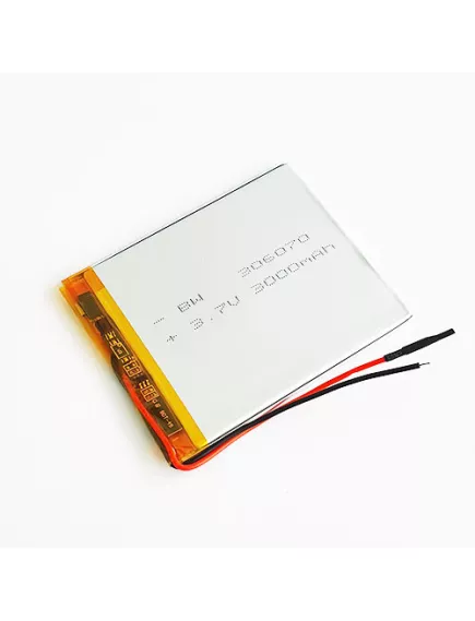 АККУМУЛЯТОР LP 306070-PCM (70х60х3,0мм) 3,7v 3000mAh Li-Pol (с платой защиты- PCM), (элемент) провода под пайку - С платой защиты - Радиомир Саратов