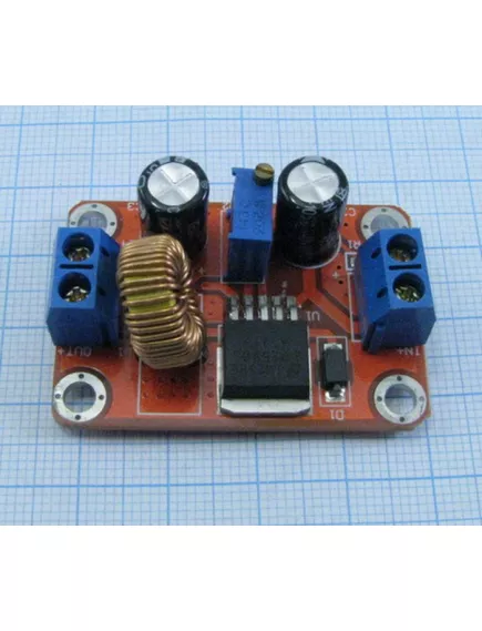 Понижающий DC-DC 3,5...40V >> 1,3...35V (регулир.) ; max 3A (свыше 2A+ радиатор)  ( на LM2596 ADJ ) ; min падение напряж.=1,5V; высокий КПД; отверстия под винт; цв.платы - красн./синий; габар: 48x27x18мм - Понижающие DC-DC преобразователи - Радиомир Саратов