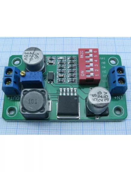 Понижающий DC-DC 3,5...40V >> 1,3...35V (регулир.) ; max 3A (свыше 2A+ радиатор) на LM2596 ADJ  Преобраз.напряжения; выбор напряж/тока- переключателями. Для работы в кач-ве LED драйвера/для зарядки Li-Ion аккум; габар:58x35x12мм - Понижающие DC-DC преобразователи - Радиомир Саратов