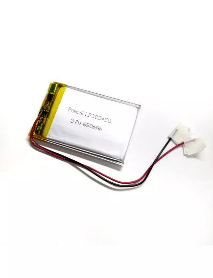 АККУМУЛЯТОР LP 383450-PCM (50х34х3,8мм) 3,7v 650mAh Li-Pol (с платой защиты- PCM), (элемент) провода под пайку (PoliCell) - С платой защиты - Радиомир Саратов