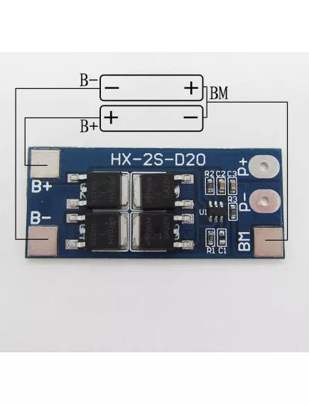 Плата PCB (защиты) для 2-х Li-FePO4 3.2V АКБ, до 20А без балансировки, , для контроля заряда/ разряда 45х19мм, - Платы контроля заряд/разряд для Li-FePO4 АКБ  (BMS) - Радиомир Саратов