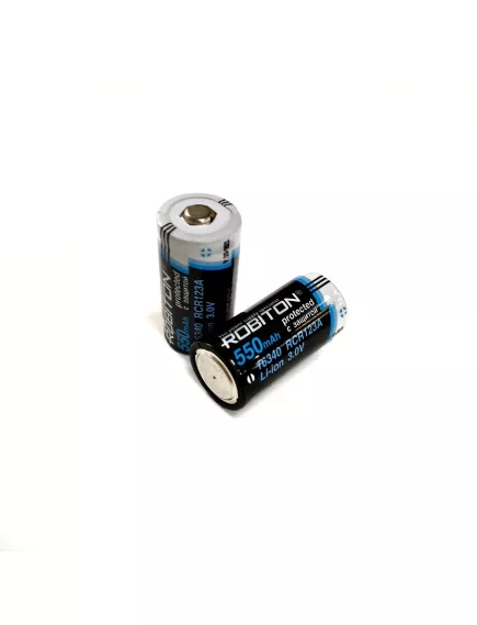 АККУМУЛЯТОР  16340 3,0V 550mAh с платой защиты Li-Ion  ROBITON   ICR16340/3.0 ( литий-ион ), Высокий плюс   ( Размер батарейки CR123A  3v!!) - 16340 Типоразмер Li-Ion Акб - Радиомир Саратов