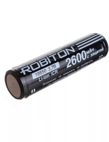 АККУМУЛЯТОР   18650  3,7V  2600mAh  Li-ION  ICR18650-PCB ROBITON 18х69мм  с платой защиты (технология) - с платой защиты, технология, 18650 АКБ - Радиомир Саратов