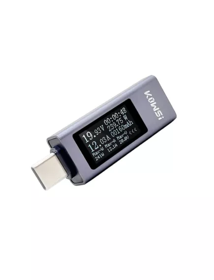 USB ТЕСТЕР напряжения и тока с портом TypeC; U=4 -30V; Ток=0-12A; Мощн: 0-360W; C=0-99999MAh; тестер напряжения и потребляемого тока USB устройствами, KOWSI (KWS-2301C) (DC Digital Voltmeter Amperimetro Current Voltage Meter) прямой; разм: 47х17х9мм; Вес: - 13.USB измерители напряжения, тока, ёмкости - Радиомир Саратов