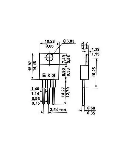 Транзистор биполярный КТ837Ж B1-B2= 10-40/Uкб= 15v/Uкэ=45v/Iкм=7,5A/Pт=30W /P/ TO220 - Кремниевые - Радиомир Саратов