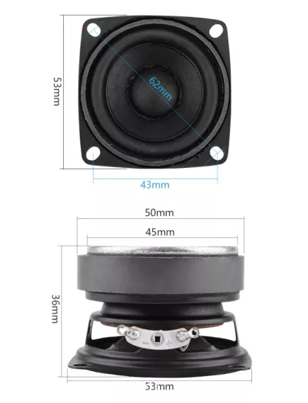 ДИНАМИК Н/Ч  53 MM 2" 4 OM 15W (AIYIMA A1D1614) (посадочн. место 53мм/ высота 36мм); Стоимость за 1 штуку, пластиковый диффузор; под крепление - НЧ-Низкочастотные - Радиомир Саратов