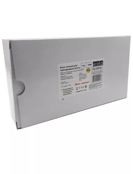 Блок питания для св/д техники, 12V, 20.8A, 250W, разъем под болт, 200x110x50мм, IP22, вх: AC 220-250V, вх. разъем: разъем под болт, металл ECOLA B2L250ESB - 16.5 - 42A 12V ( 200-500W) IP20-IP67  Блоки пит.для св/д техники - Радиомир Саратов