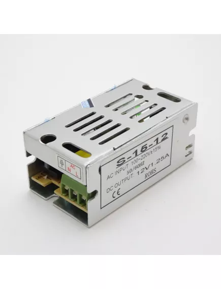 Блок питания для св/д техники, 12V, 1.2A, 15W, разъем под болт, "сетка", 70x39x30мм, IP22, вх: AC 110-240V, вх. разъем: разъем под болт, металл S-15-12 -  1 - 6.25A 12V ( <75W)  IP20-IP67 Блоки пит.для св/д техники - Радиомир Саратов