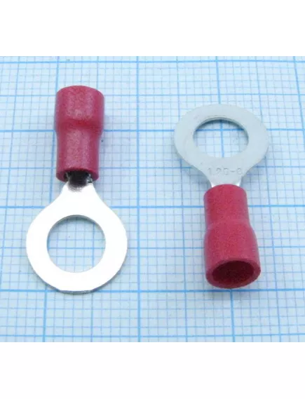 КЛЕММА КОЛЬЦЕВАЯ ИЗОЛ ПОД  М6/0.5-1.5мм2 КРАСНАЯ D=11.5mm/L=10mm (ток до 19A) (RV1.25-6/RV1-6) НКИ -  М6 - Радиомир Саратов