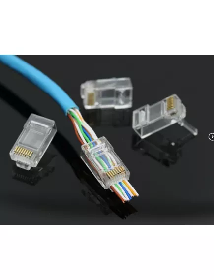 ШТЕКЕР-КОННЕКТОР 8P8C RJ45 (СО СКВОЗНЫМ ОТВЕРСТИЕМ) LAN-разъем CAT5e UTP LC-PTU-01/100 универсальная 6 микрон (RG45) - Штекер - Радиомир Саратов