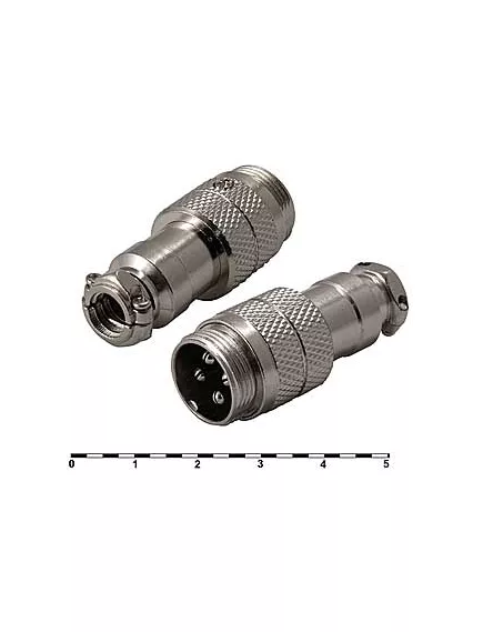 РАЗЪЕМ GX16M-4 (D16mm) 4PIN ШТЕКЕР НА КАБЕЛЬ под пайку металл. (1-563-4 Разъем MIC 4P)  (ответная часть гнездо GX16 16M-4A 12578) - на кабель - Радиомир Саратов