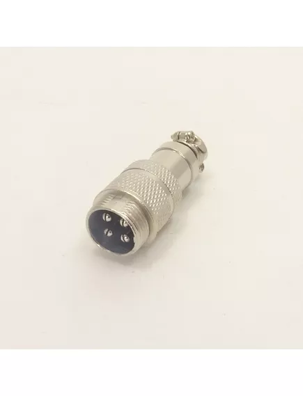 РАЗЪЕМ GX16M-4 (D16mm) 4PIN ШТЕКЕР НА КАБЕЛЬ под пайку металл. (1-563-4 Разъем MIC 4P)  (ответная часть гнездо GX16 16M-4A 12578) - на кабель - Радиомир Саратов