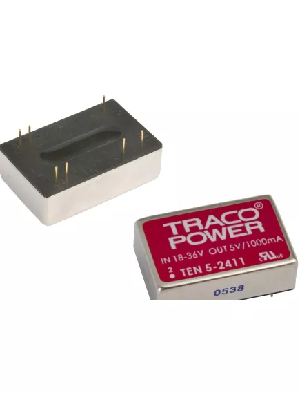 Понижающий DC-DC 18,0...36V >> 5V/1A; вых: 6W TRACO POWER TEN 5-2411 Преобразователь напряжения; КПД до 83%; габариты: 31.8x20.3x10.2 мм - Понижающие DC-DC преобразователи - Радиомир Саратов