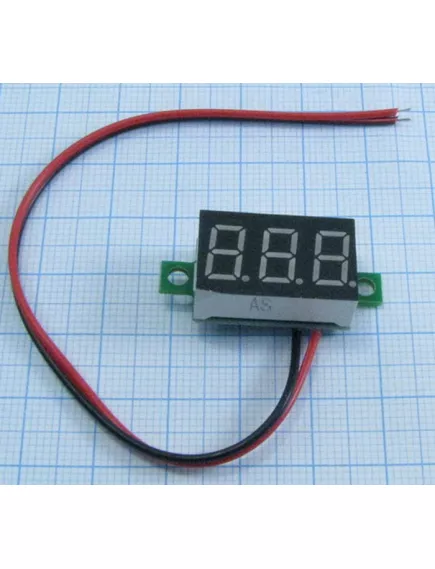 Вольтметр DC  4,5-30V (±1%) 2 провода, Цифр; мини; встраив.(без корпуса); Красные цифры (h=10мм);  IP20 (провода-красн/черн); габар: 22х14х9мм  Для индикации бортового напряжения АВТО - Вольтметры цифровые (измерительные модули) - Радиомир Саратов