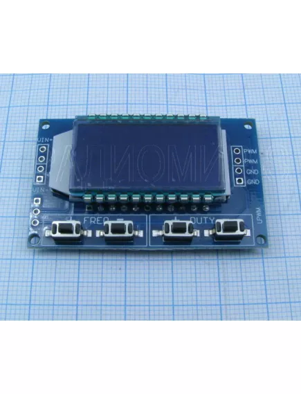 Генератор прямоугольных импульсов (HT1621B)  ( для проектов Arduino )  ЖК-дисплей; регулир: 0-150КГц; рабоч. напряжение: 3,3-30v;  Макс. вых.ток:30ma.Вых. напряжение.:ШИМ амплитуда равна напряж. пит.  52х32, - Генераторы (измерительные модули) - Радиомир Саратов