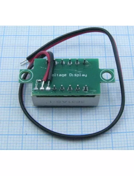 Вольтметр DC  3,5-30V (±1%) 2 провода, цифр; встраив.,(без корпуса),    Красные цифры; h=10мм; IP20; 3-х разряд.7сегм.инд, мини- габар: 23х14мм  Для индикации бортового напряжения АВТО (провода-желтый/красный/черный) - Вольтметры цифровые (измерительные модули) - Радиомир Саратов