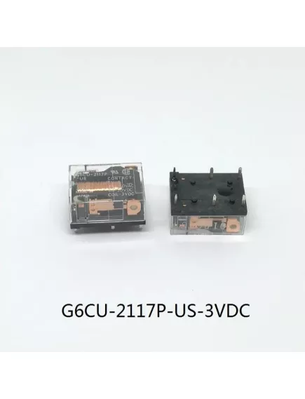 Реле э/м DC3V 8A 6pin, пайка (PCB), Контакты: 2 гр.на замыкание (2А) (30VDC/8A; 250VAC/8A) 20x15x10мм (OMRON G6CU-2117P-US) бистабильное,импульсное реле, меняет положение в зависимости от полярности напряжения -   3VDC Рабочее напряжение реле - Радиомир Саратов