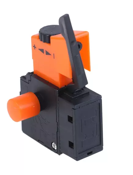 Пусковая кнопка Для электроинструмента, 4pin, AC 220/250V 6.0A, под винт, 60,6x16,5x42мм, толкатель: оранжевый, корпус: черный (FA2-6/1BEK, JB15HL-1) - Кнопки для Электроинструмента - Радиомир Саратов