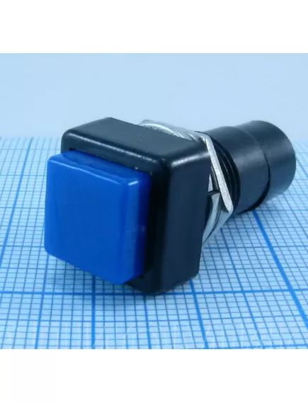 Кнопка квадратная, 2pin, OFF-(ON), AC 220/250V 1A, нормально разомкнут, корпус: синий (PBS-21B) -  1A - Радиомир Саратов