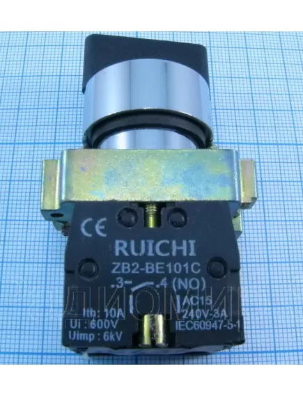 ПЕРЕКЛЮЧАТЕЛЬ 3SA8-BD53 ЧЕРНЫЙ (d=29mm х 40 х 30мм) контакты: нормально разомкнутый, нормально разомкнутый; (ON)-OFF-(ON); AC240V , 3A , стандартная ручка, 3 положения (БЕЗ ФИКСАЦИИ) , металл. IP40(-5+40С)(ZB2-BE101С (NO)/ZB2-BE101C (NO)) - Переключатели поворотные - Радиомир Саратов