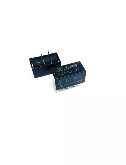 Реле э/м DC24V 2A 8pin, пайка (PCB), Контакты: 2 перекл.группы (2С) (24VDC/2A; 120VAC/1A) 20x10x11,8мм (HJR1-2C L-24VDC) -  2А/24VDC (ток /раб.напряж. реле) - Радиомир Саратов