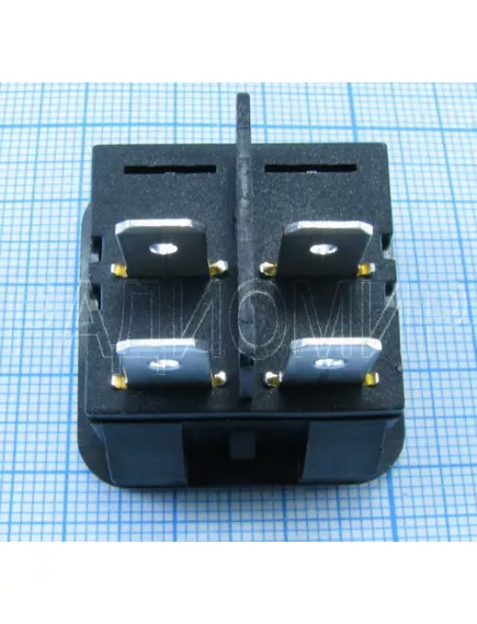 Клавишный переключатель круглый, 4pin, 2xON-OFF, AC 220/250V 16A, подсв.:зеленый, 27x22мм, Фланец: 32х25мм (RK1-05N) - Круглый "мини" - Радиомир Саратов