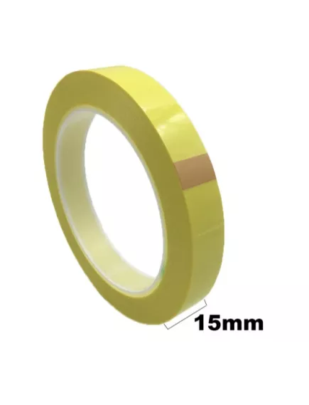Термостойкая клейкая полиэфирная (майларовая) лента желтая 15 мм.*50м. Толщина ленты: (0,06 мм.)  t=200С - Термостойкая клейкая полиэфирная лента - Радиомир Саратов