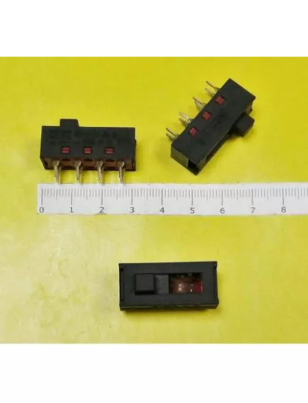 Переключатель движковый (ползунковый), 8pin, групп: 2, ON-ON-ON, AC 220/250V, под пайку, 30,2x13,6x11мм, толкатель: -, корпус: - (DSE2310 ) - Движковые/Ползунковые - Радиомир Саратов