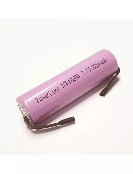 АККУМУЛЯТОР   18650  3,7V  2200mAh  с лепестками    Li-ION  (18х65мм) POWERLINE ICR18650-FT - Без защиты с выводами АКБ 18650 - Радиомир Саратов