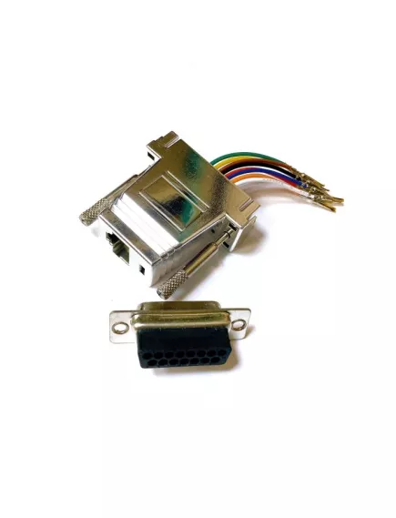 ПЕРЕХОДНИК DN15F-RJ45 на RJ45(8P8C) (LAN-гнездо) (D-SUB) мет. кожух - Переходники сетевые LAN - Радиомир Саратов