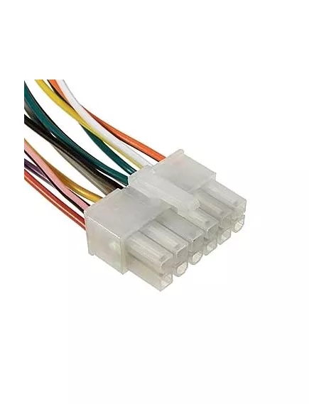 РАЗЪЕМ питания низковольт 12pin шаг 4.2мм (MINI-FIT) (MX5557) с проводами 18AWG (0.75 кв.мм) (штыревая часть MF-2x6F wire 0.3m) (ответная гнездовая часть MF-2x6M) с фиксац. 300V, ток 7A - Разъемы низковольтные на кабель MINI-FIT-Штекер - Радиомир Саратов