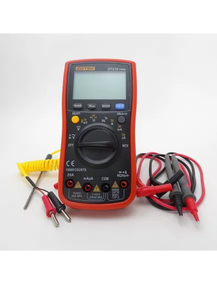 Мультиметр цифровой ZOTEK ZT219, разряд.:19 999, U(dc): 1 000V, U(ac): 750V, I(dc): 20A, F:10kHZ, C:10 000mkF, t:1 000°C, True RMS, NCV, HOLD, прозвонка соединений, тест диодов - Мультиметры с автоматическим выбором пределов измерения - Радиомир Саратов