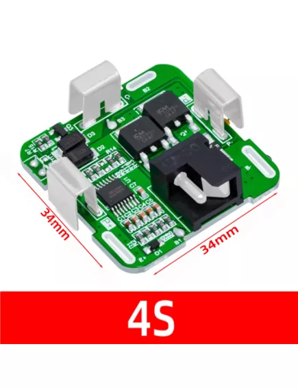 Плата PCB (защиты) для 4-х Li-Ion АКБ 4S, 16v до 14А  с термодатчиком (70*C); балансировкой, для контроля заряда/ разряда 34х34мм - С балансировкой - Радиомир Саратов