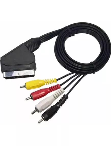 КАБЕЛЬ SCART х 4RCAm (стерео) 1.0 м ЧЕРНЫЙ (SCART-4*RCA  1 м) - SCART - Радиомир Саратов