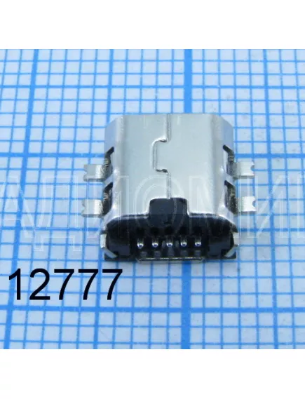 Разъем - гнездо miniUSB-B на плату, 5 pin.,  врезной монтаж, (4установ.лепестка) (8х8мм) ( M5-18 ) -  5pin (разъем miniUSB) - Радиомир Саратов