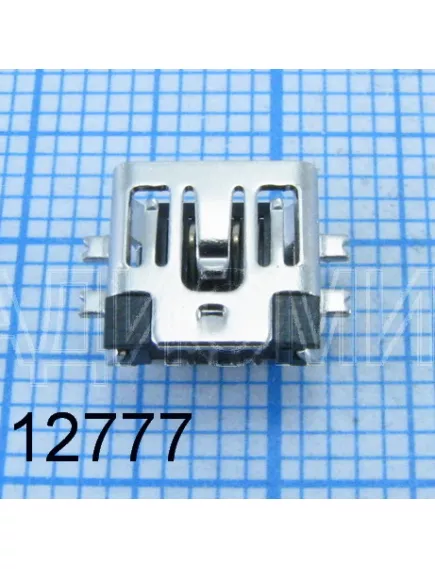 Разъем - гнездо miniUSB-B на плату, 5 pin.,  врезной монтаж, (4установ.лепестка) (8х8мм) ( M5-18 ) -  5pin (разъем miniUSB) - Радиомир Саратов