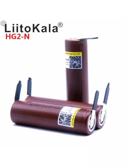 АККУМУЛЯТОР 18650 3,7V 3000mAh (20A) Li-ION с лепестками, высокотоковый 18x65мм LiitoKala Lii-HG2 INR18650HG2 технология (литий-ион) (LGDBHG21865) "шоколадки" - Высокотоковые, без защиты АКБ 18650 - Радиомир Саратов