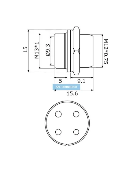 РАЗЪЕМ GX12M-4B MIC12 4P (D12mm) 4PIN ШТЕКЕР НА КОРПУС под пайку металл. (1-566-4) (ответная часть гнездо GX12 12M-4A 12417) - на корпус - Радиомир Саратов