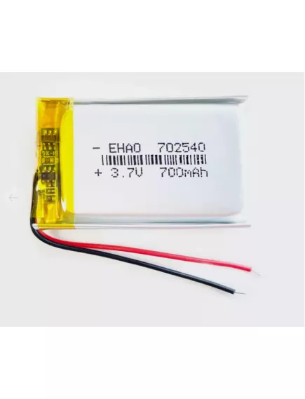 АККУМУЛЯТОР LP702540-PCM (40х25х7,0мм) 3,7v 700mAh Li-Pol (с платой защиты- PCM), (элемент) провода под пайку - С платой защиты - Радиомир Саратов