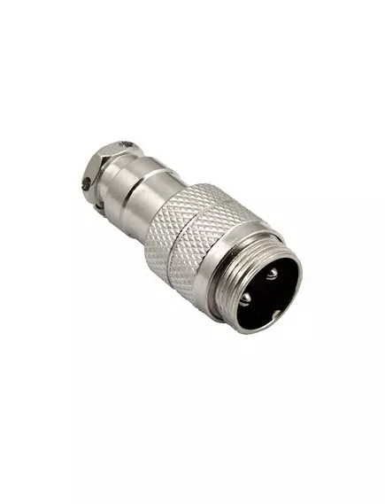 РАЗЪЕМ GX16M-2 (D16mm) 2PIN ШТЕКЕР НА КАБЕЛЬ под пайку металл.  (1-563-2 Разъем MIC 2P)  (ответная часть гнездо GX16 16M-2A 12420) - на кабель - Радиомир Саратов