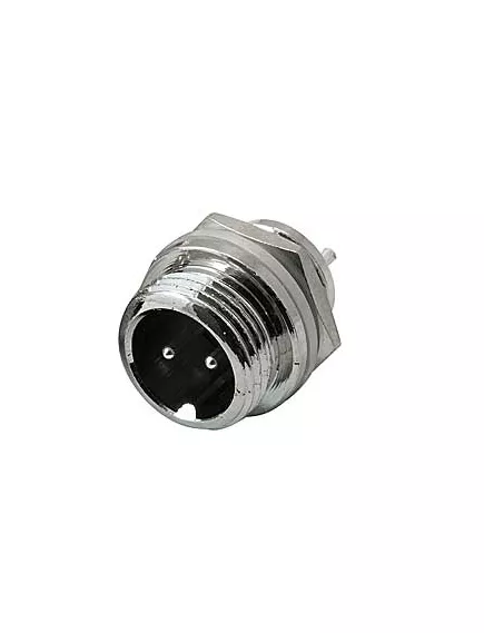 РАЗЪЕМ GX12M-2B MIC12 2P (D12mm) 2PIN ШТЕКЕР НА КОРПУС под пайку металл с гайкой (ответная часть гнездо GX12 12M-2A 12360) - на корпус - Радиомир Саратов